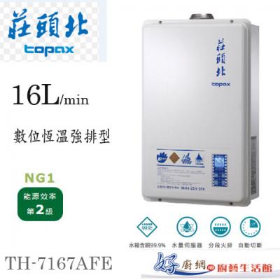 【莊頭北】-TH-7167FE-16公升數位恆溫水量伺服器強制排氣熱水器
